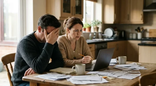 Famille confrontée au stress financier dans leur foyer