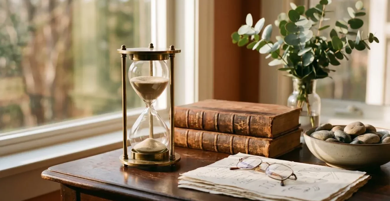 Composition symbolique évoquant la sérénité financière à la retraite avec un revenu garanti à vie