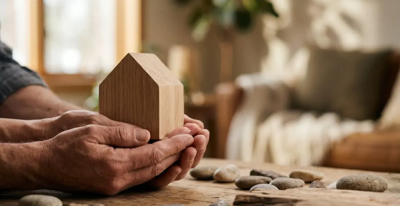 Scène symbolisant la protection financière progressive avec éléments architecturaux minimalistes